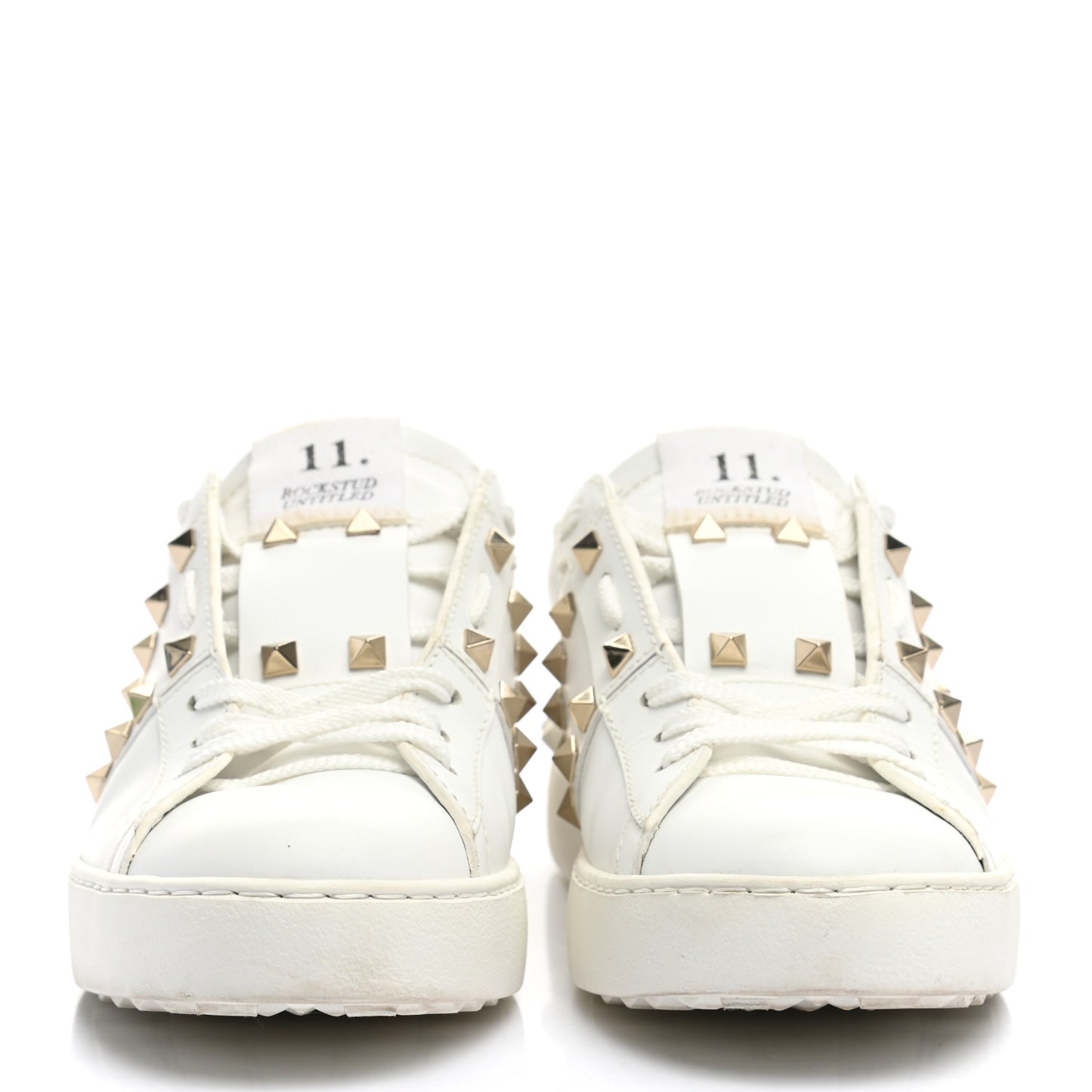 Calfskin Rockstud Untitled Open Sneakers 38 White