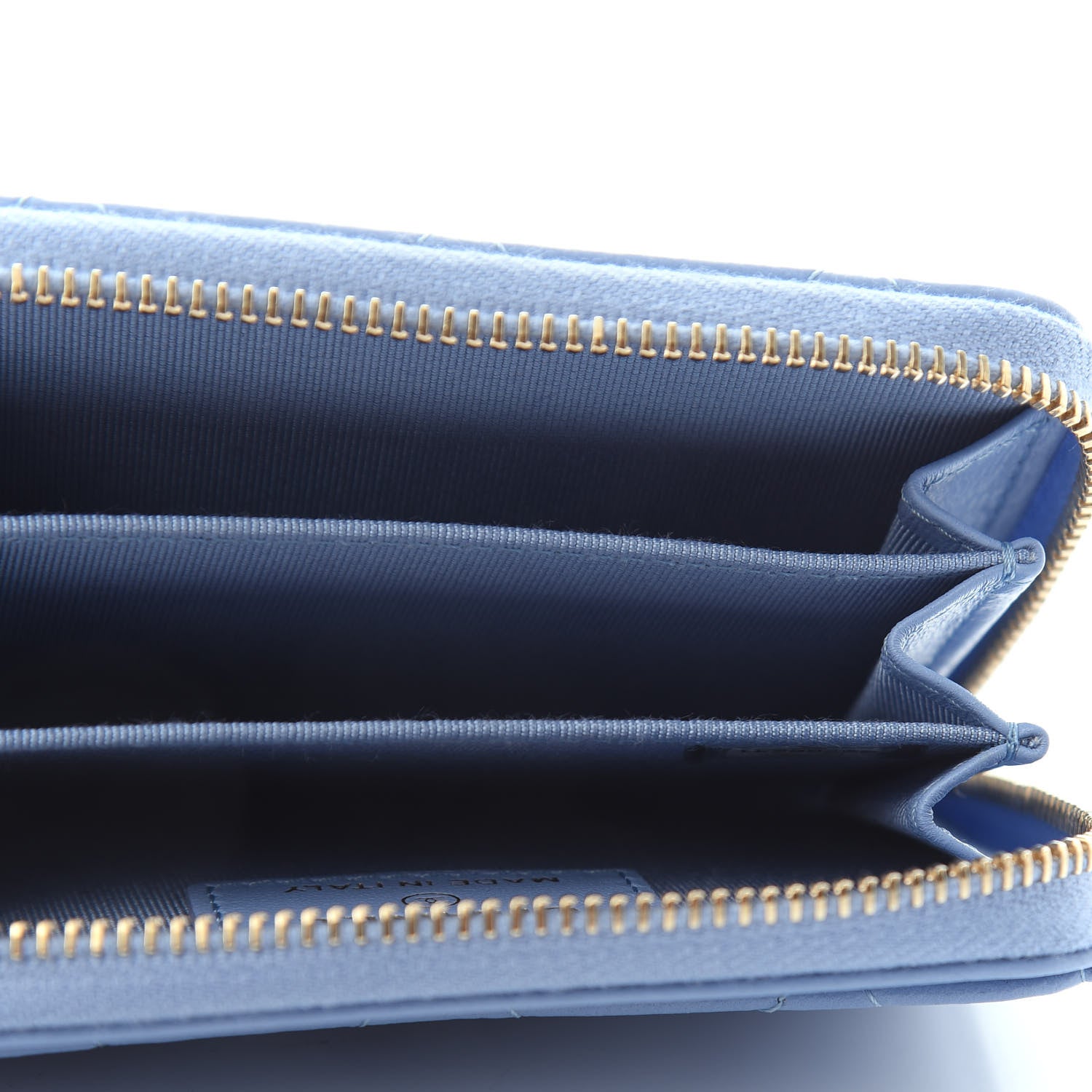Chanel Lambskin Quilted Zip Around Coin Purse Wallet Light Blue 4 of 4
