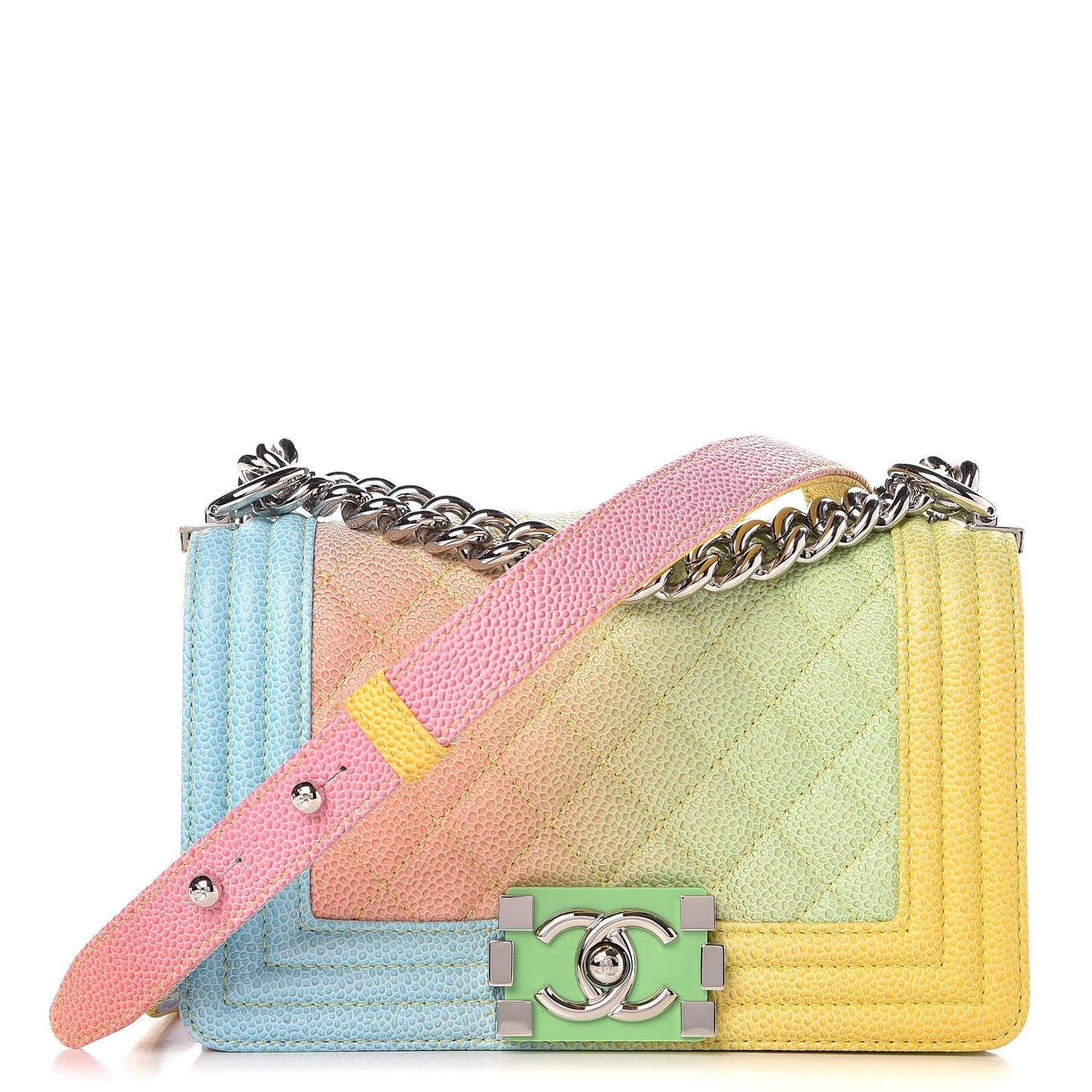 Caviar Quilted Small Cuba Rainbow Boy Flap Multicolor