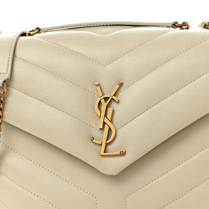 Saint Laurent Calfskin Y Quilted Monogram Small Loulou Chain Satchel Blanc Vintage 8 of 12