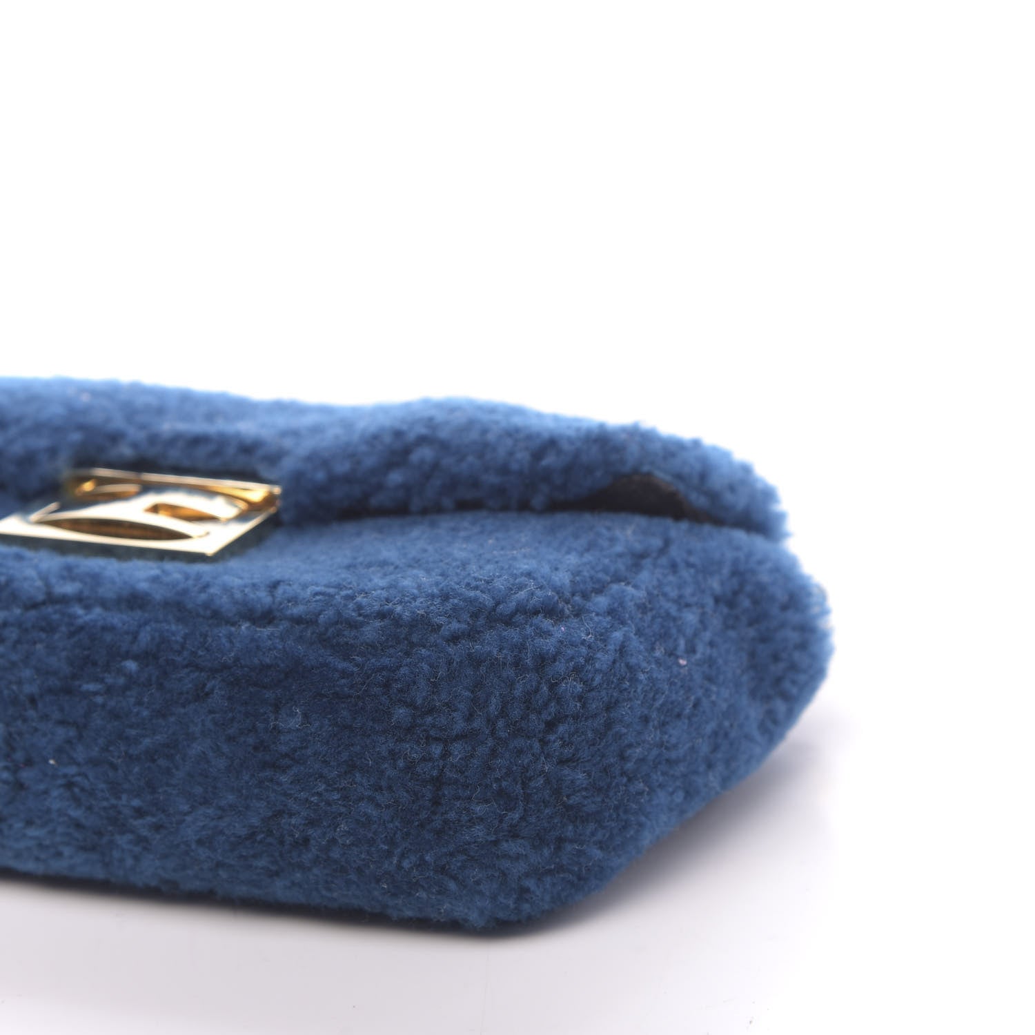 Fendi Shearling Nappa Mini Be Baguette Shoulder Bag Blue Black 9 of 11