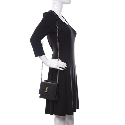 Saint Laurent Calfskin Monogram Sunset Chain Wallet Black 2 of 9