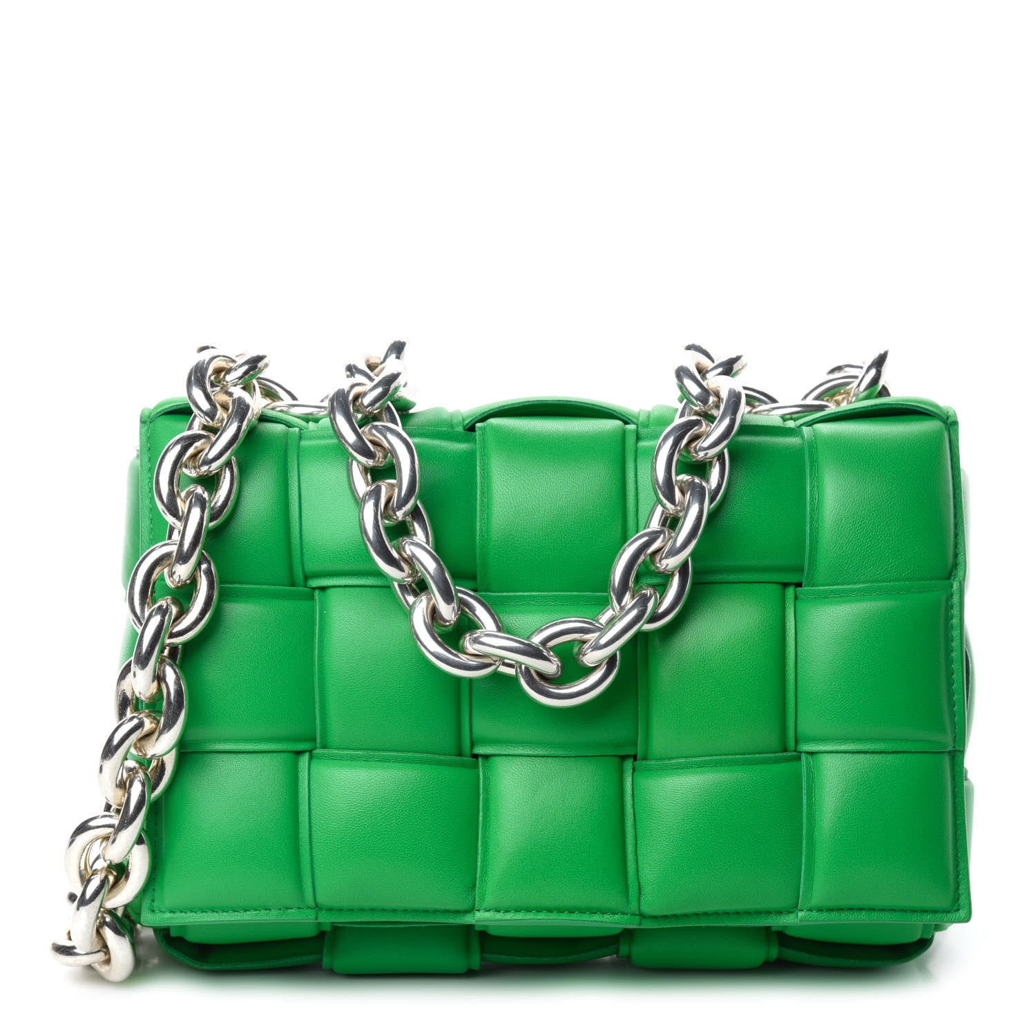 Bottega Veneta Lambskin Maxi Intreccio Padded Chain Cassette Crossbody Bag Grass 1 of 11