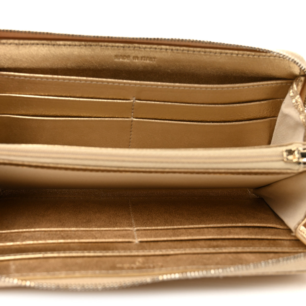 Chanel Metallic Lambskin Quilted Large Gusset Zip Around Wallet Gold 5 of 12