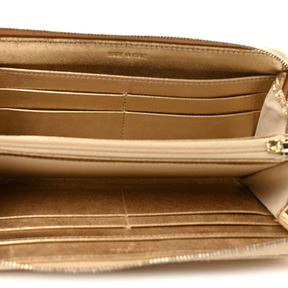 Chanel Metallic Lambskin Quilted Large Gusset Zip Around Wallet Gold 5 of 12