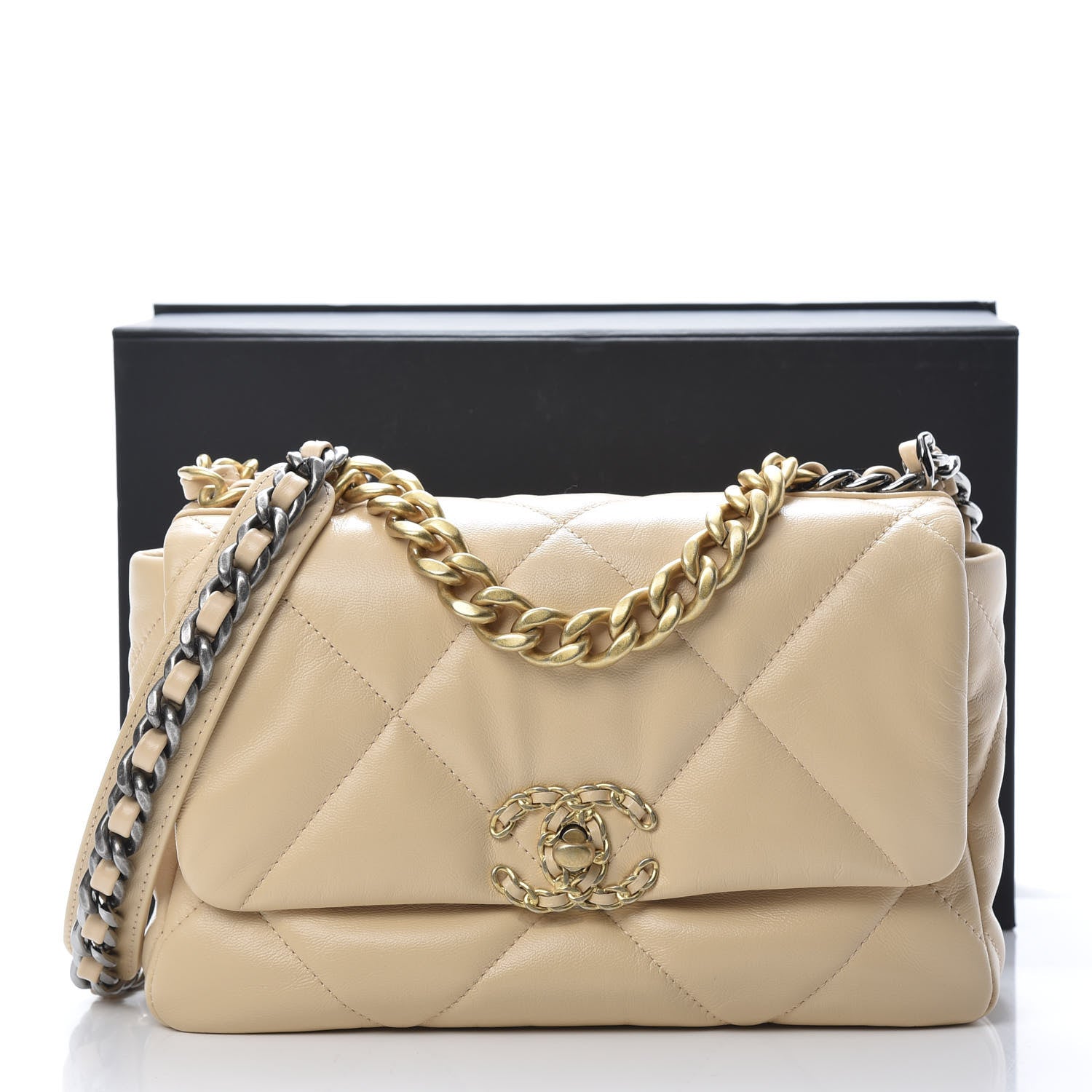 Chanel Goatskin Quilted Medium 19 Flap Beige 11 of 11