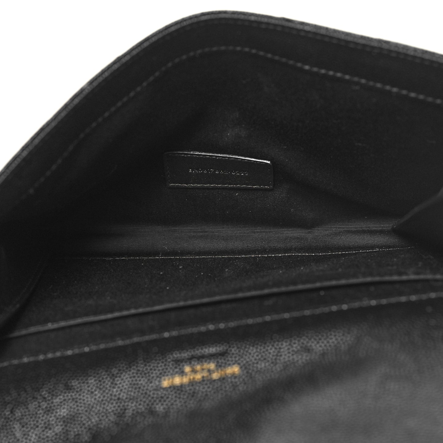 Grain De Poudre Matelasse Chevron Monogram Envelope Clutch Black