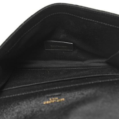 Saint Laurent Grain De Poudre Matelasse Chevron Monogram Envelope Clutch Black 4 of 10
