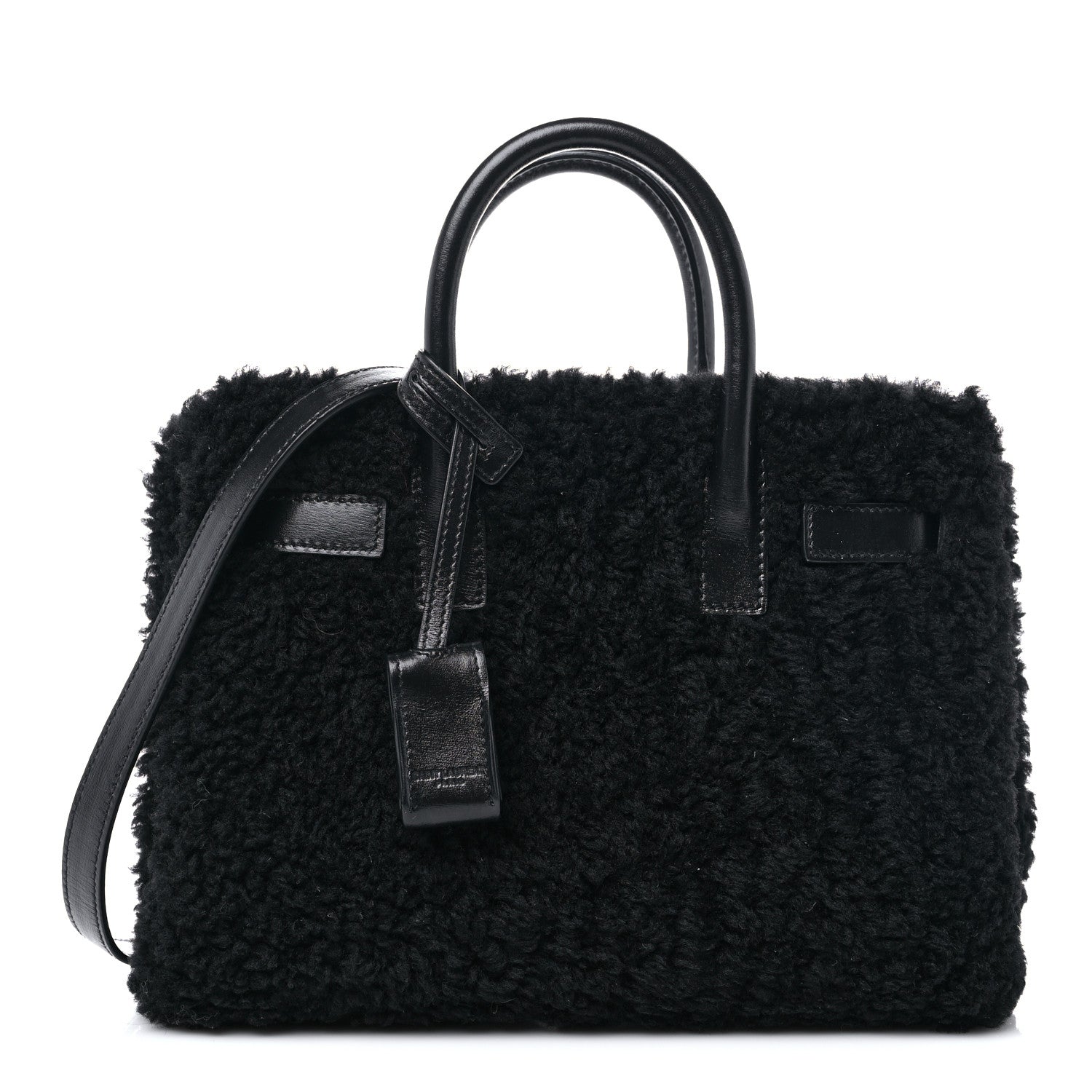 Saint Laurent Shearling Nano Sac De Jour Black 1 of 8