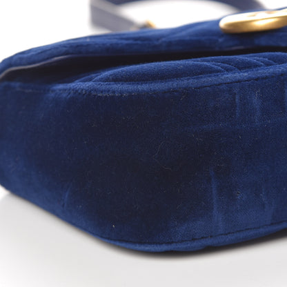 Gucci Velvet Matelasse Mini GG Marmont Shoulder Bag Cobalt Blue 9 of 12