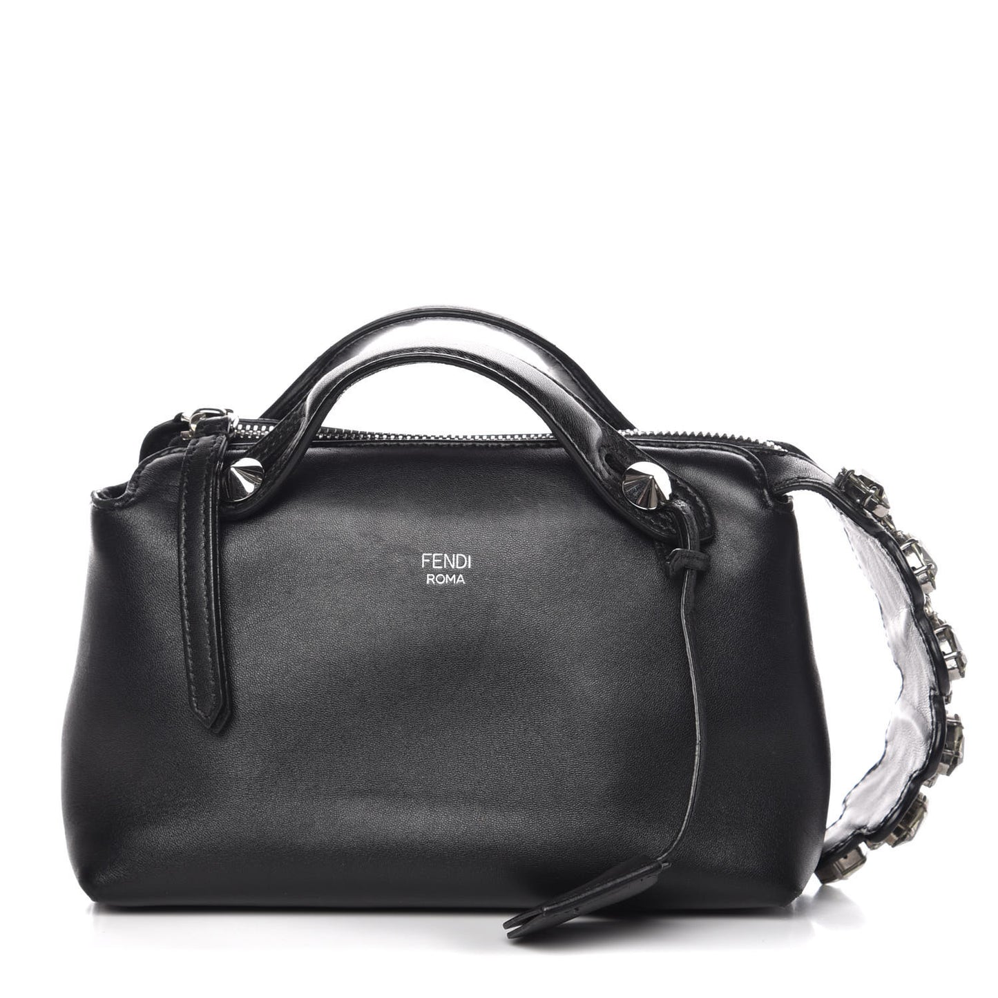 Shiny Nappa Crystal Croc Tail Mini By The Way Boston Bag Black Smoky Quartz