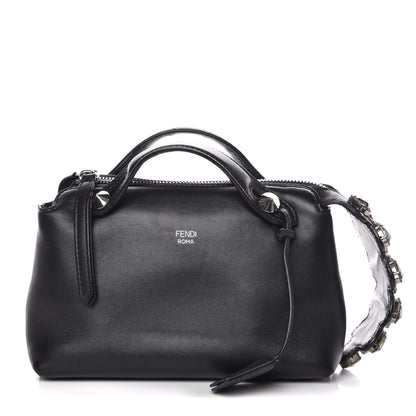 Fendi Shiny Nappa Crystal Croc Tail Mini By The Way Boston Bag Black Smoky Quartz 1 of 12