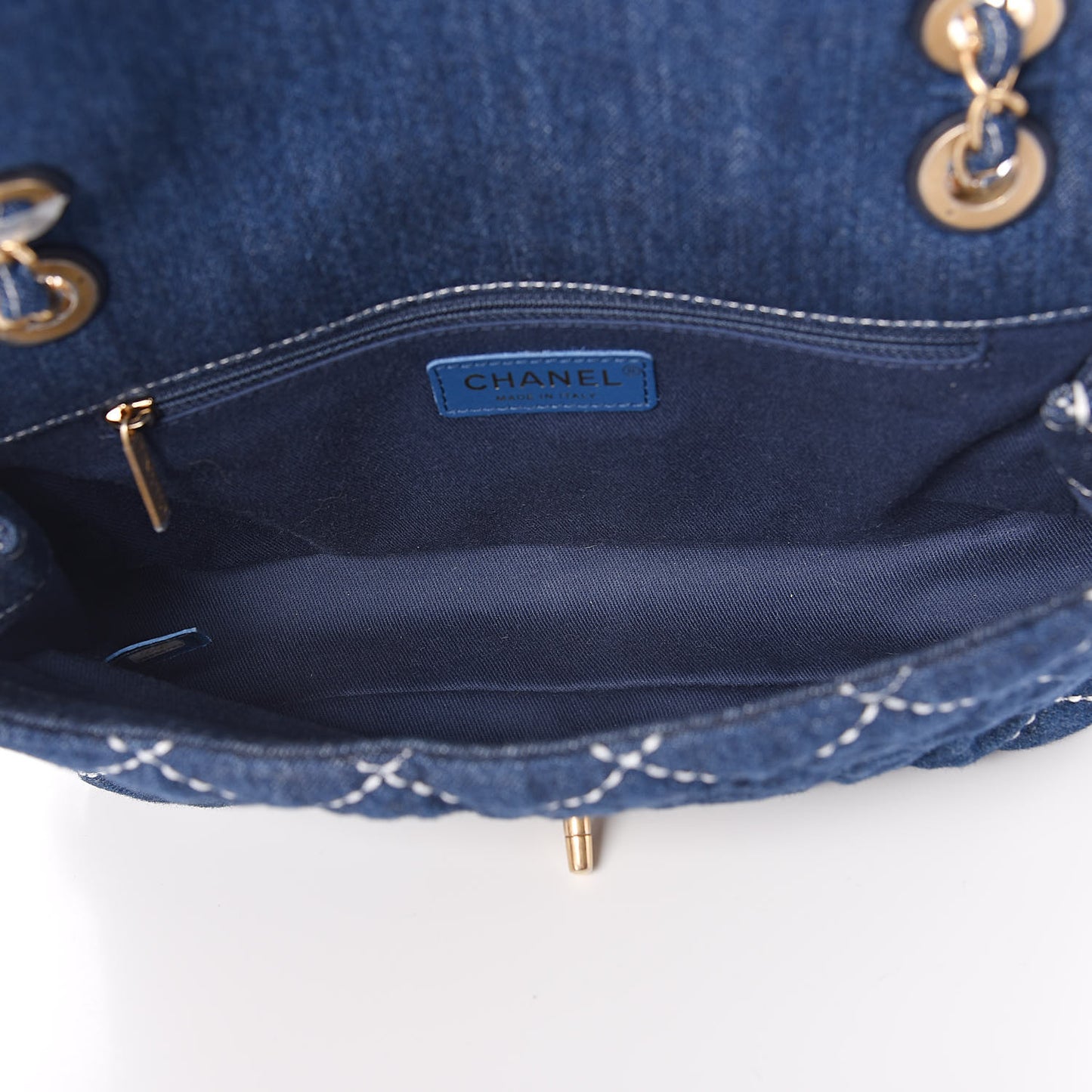 Denim Quilted Medium Denim Trip Single Flap Blue