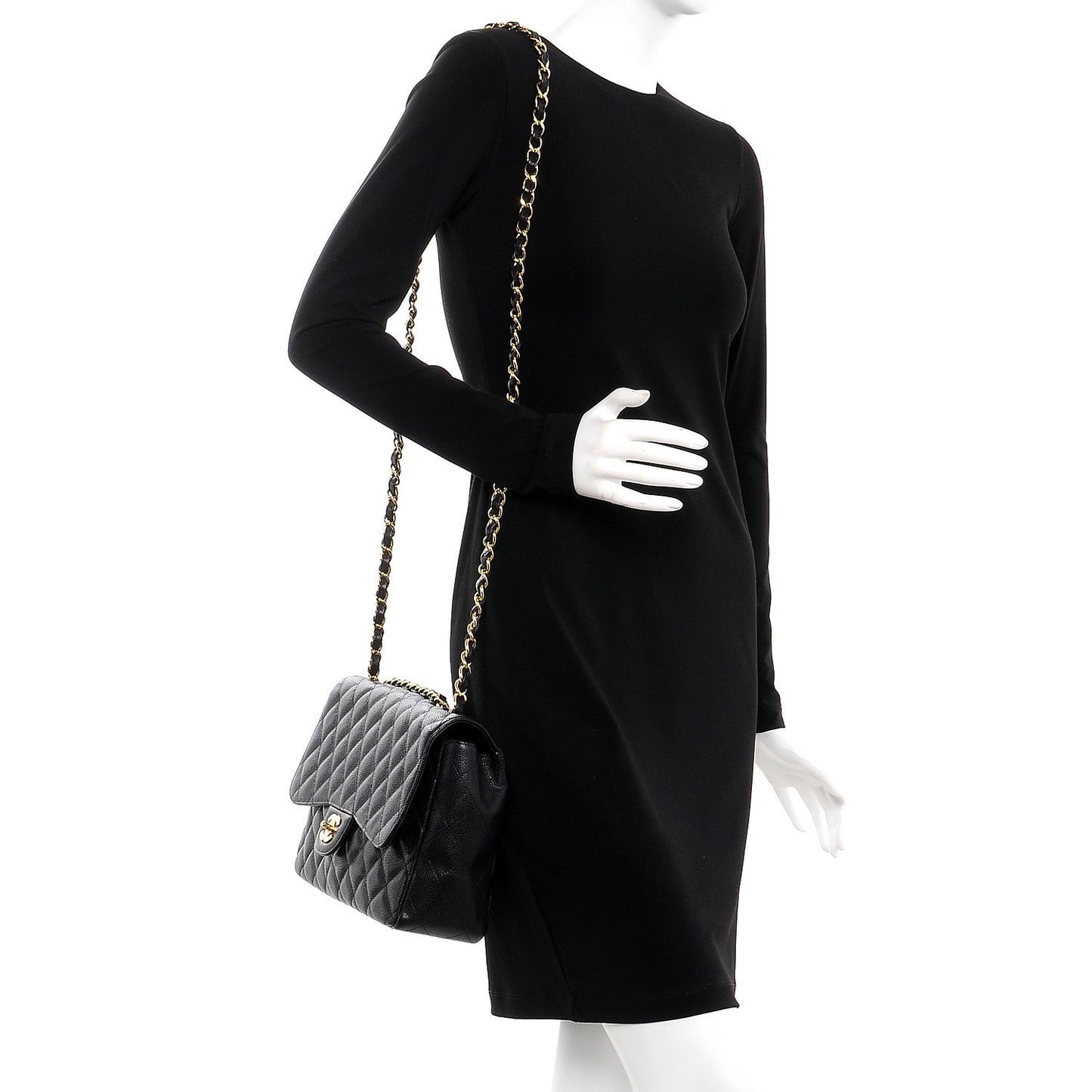 Caviar Quilted Jumbo Single Flap Black
