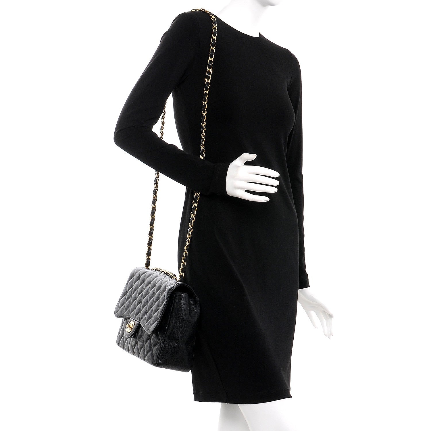 Chanel Caviar Quilted Jumbo Single Flap Black 2 of 8