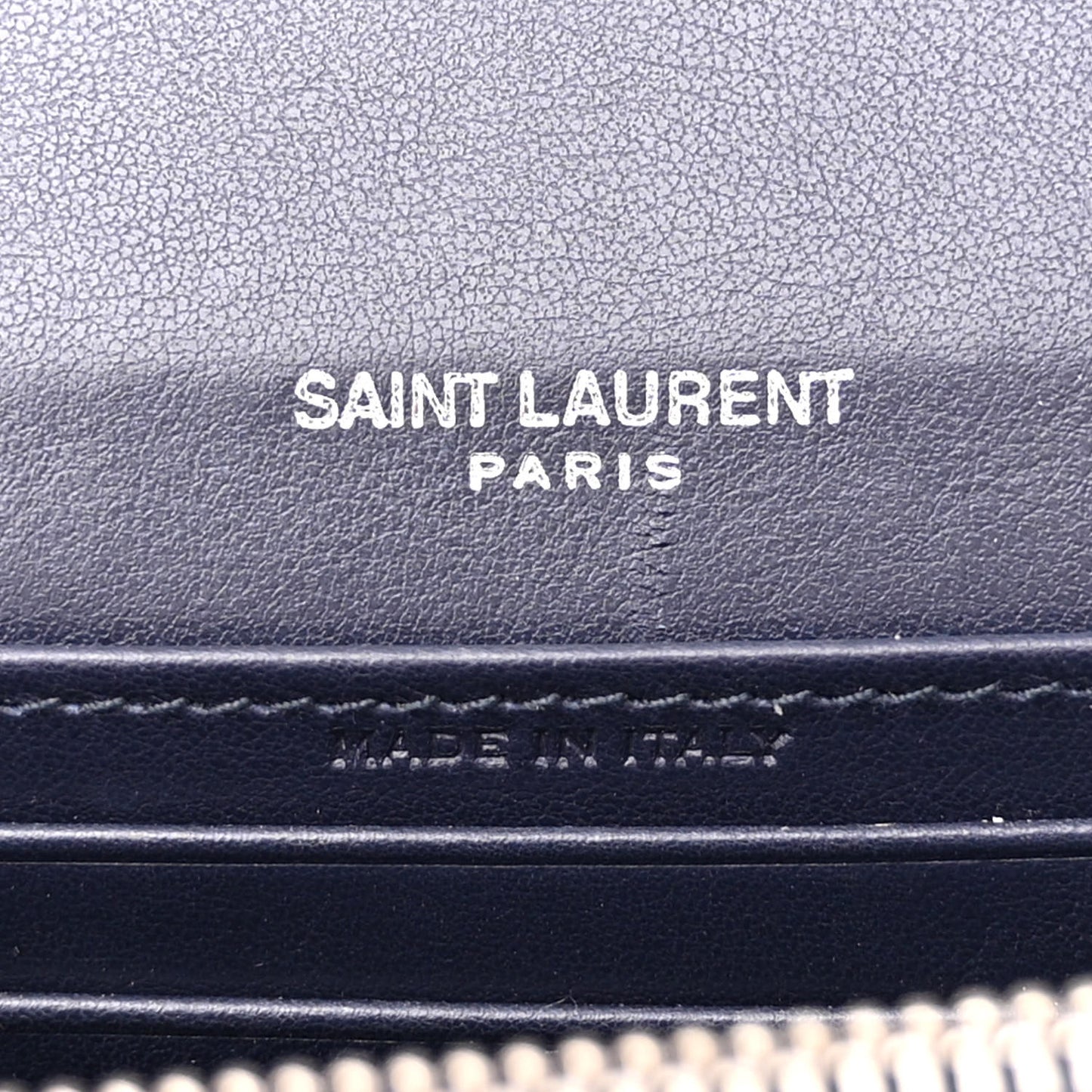 Calfskin Crocodile Embossed Monogram Sunset Chain Wallet Navy