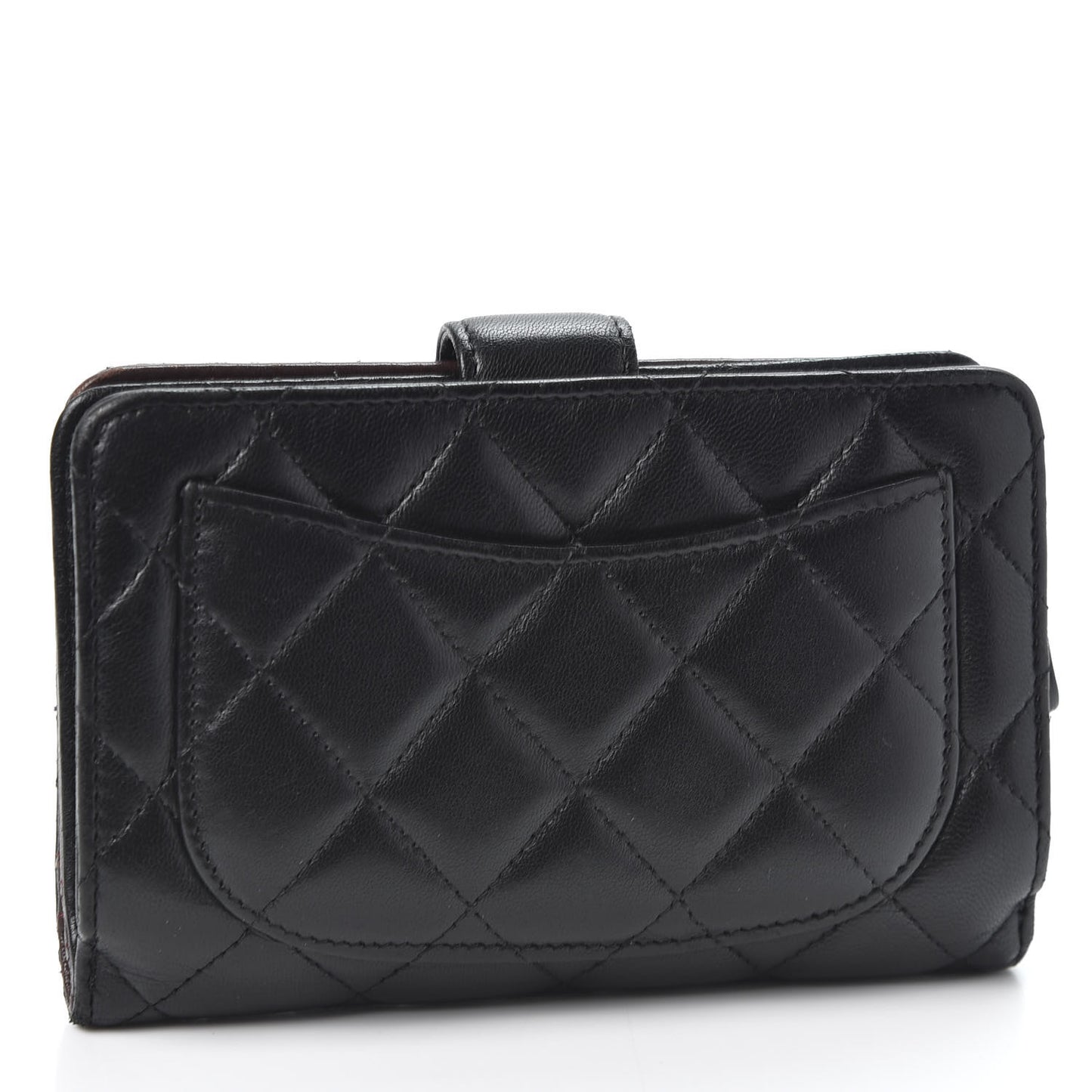 Lambskin Quilted Zipped Pocket Wallet Black