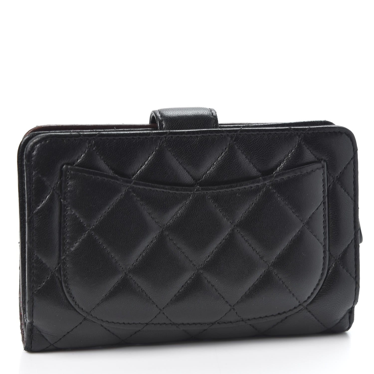 Chanel Lambskin Quilted Zipped Pocket Wallet Black 2 of 9