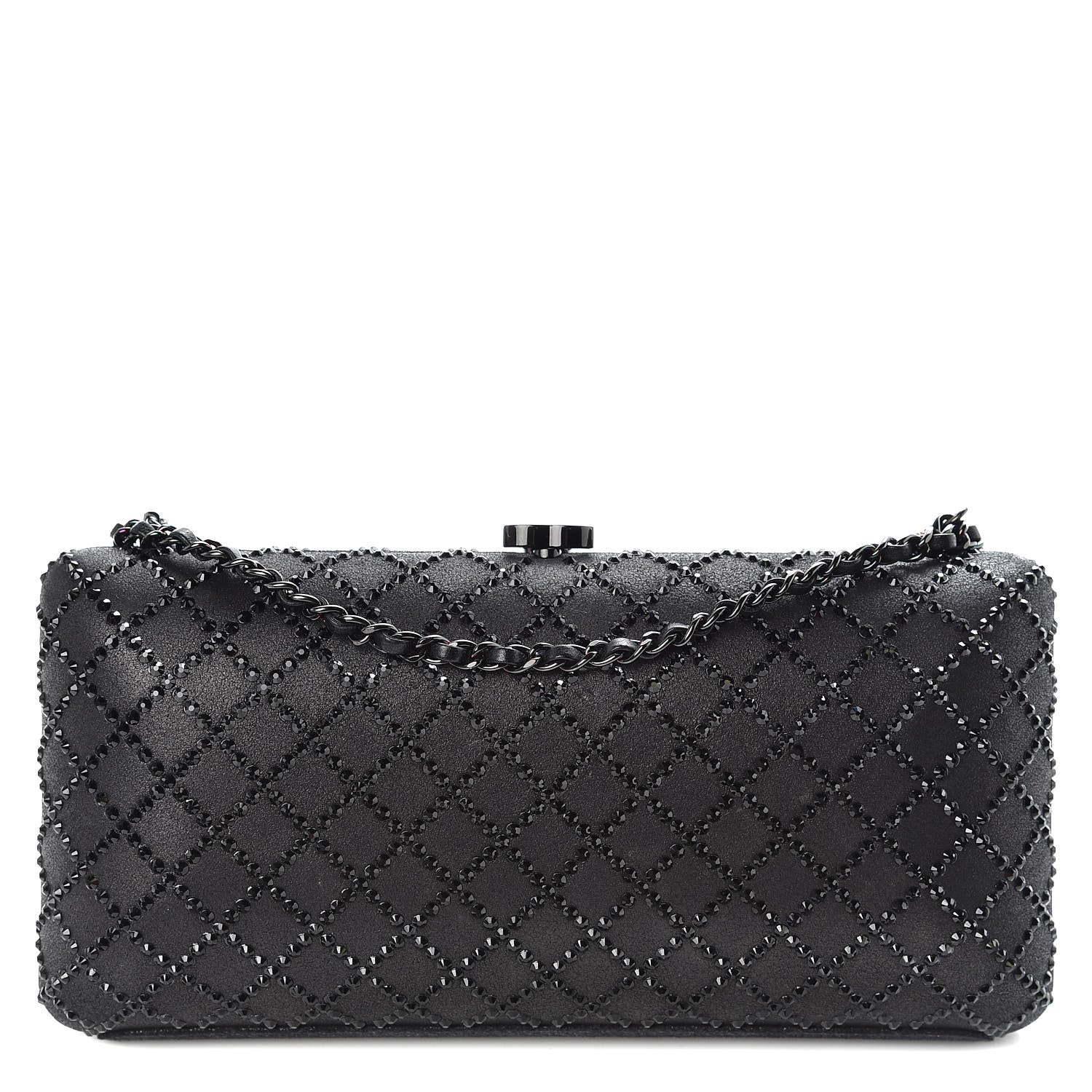 Chanel Iridescent Lambskin Crystal Quilted Clutch Black 1 of 9