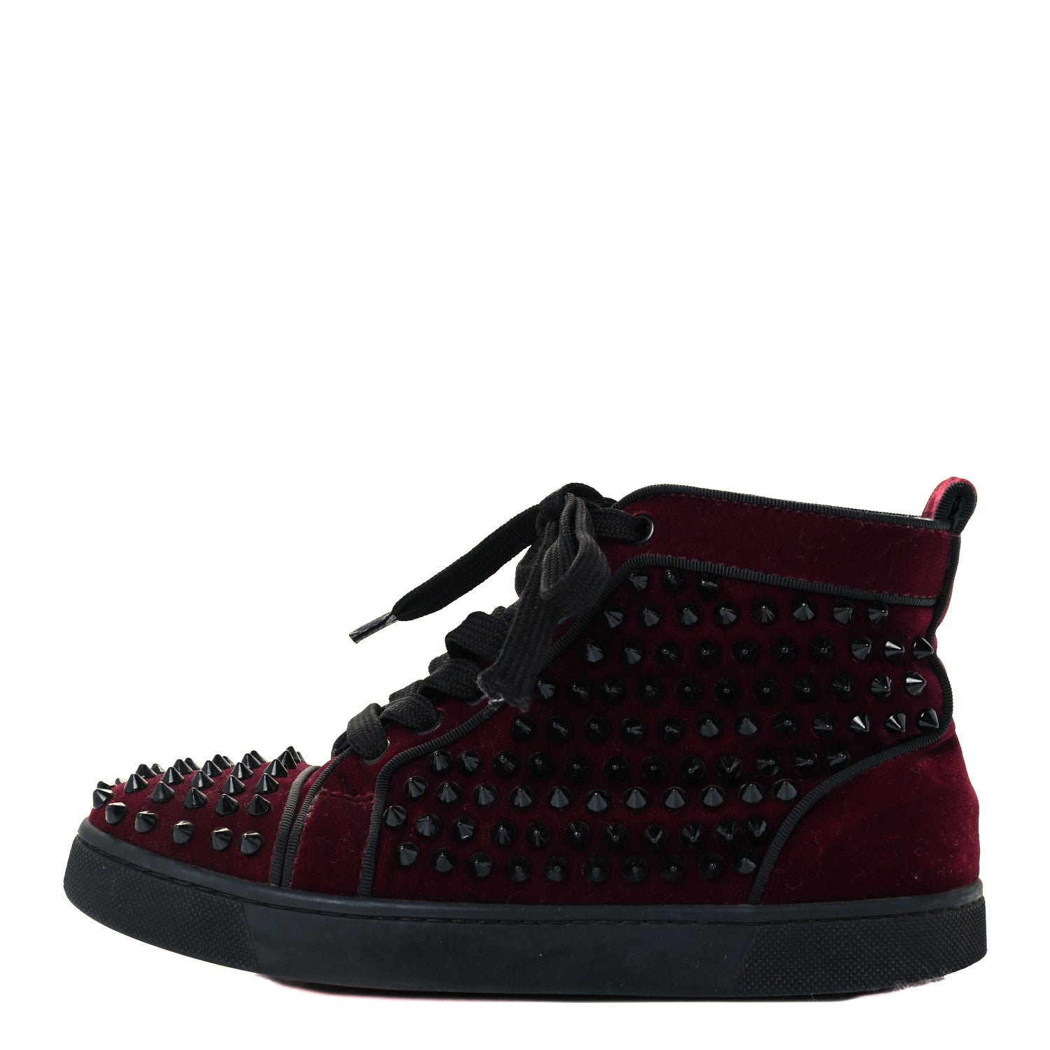 Christian Louboutin Velvet Spikes Sneakers 35.5 Dark Red 1 of 12