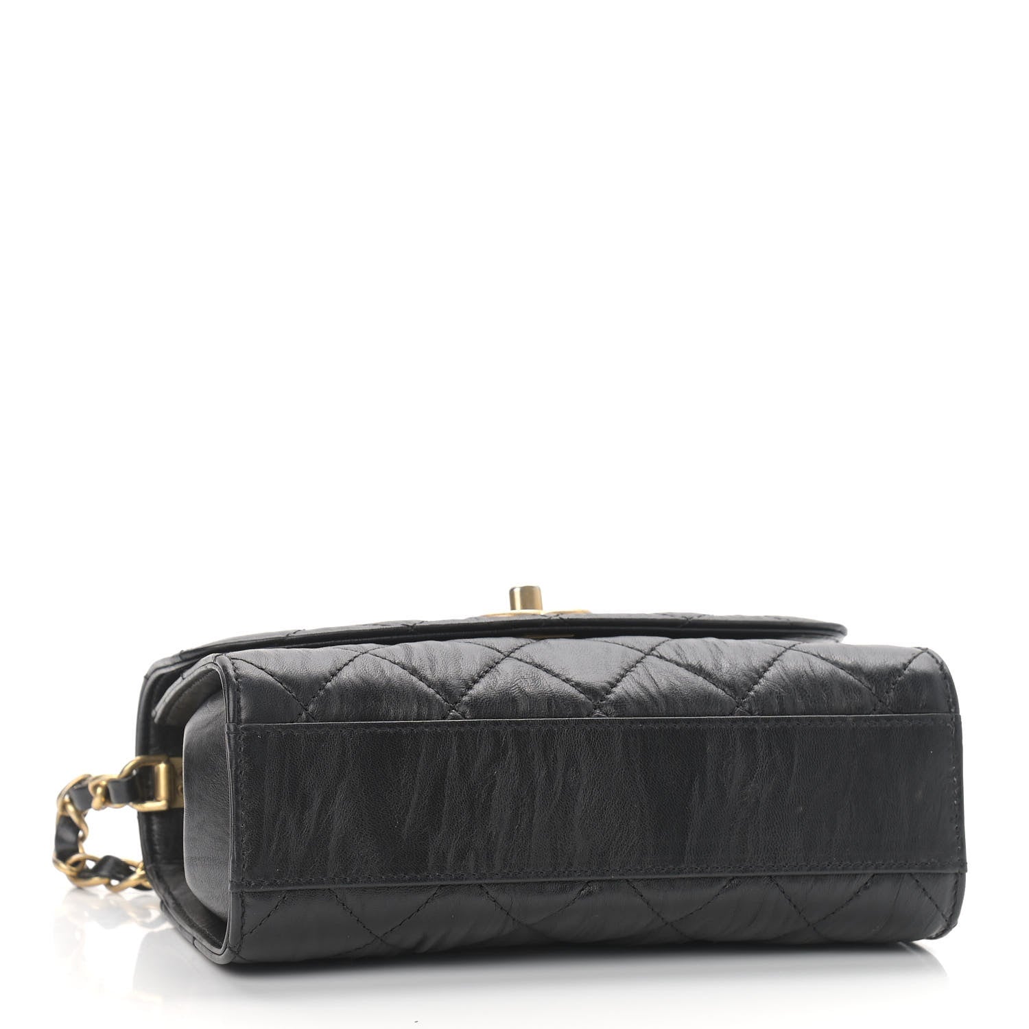 Chanel Crumpled Lambskin Quilted Mini CC Links Top Handle Flap Black 4 of 9