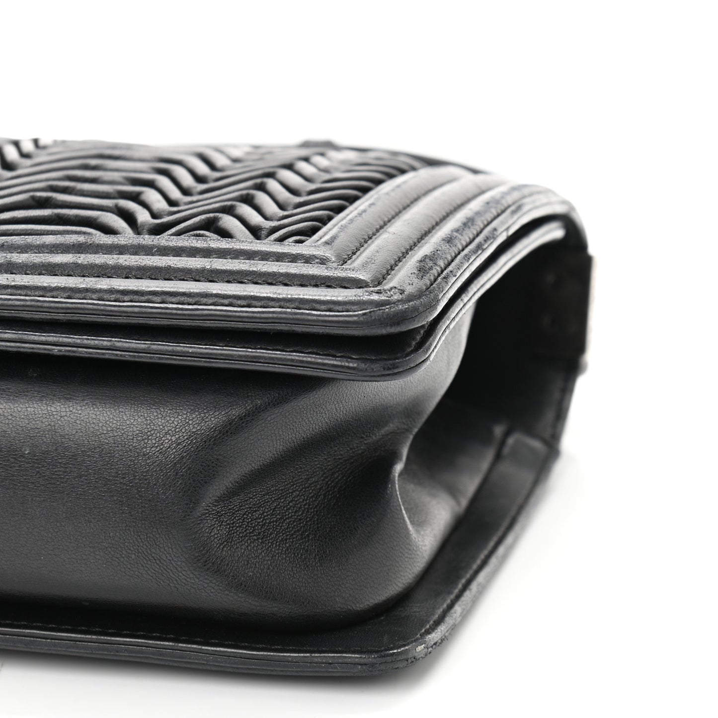 Lambskin Pleated Medium Boy Flap Black