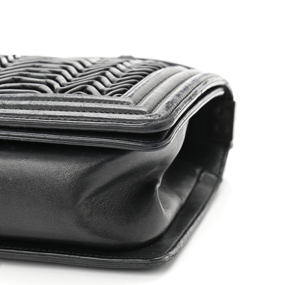 Chanel Lambskin Pleated Medium Boy Flap Black 10 of 12