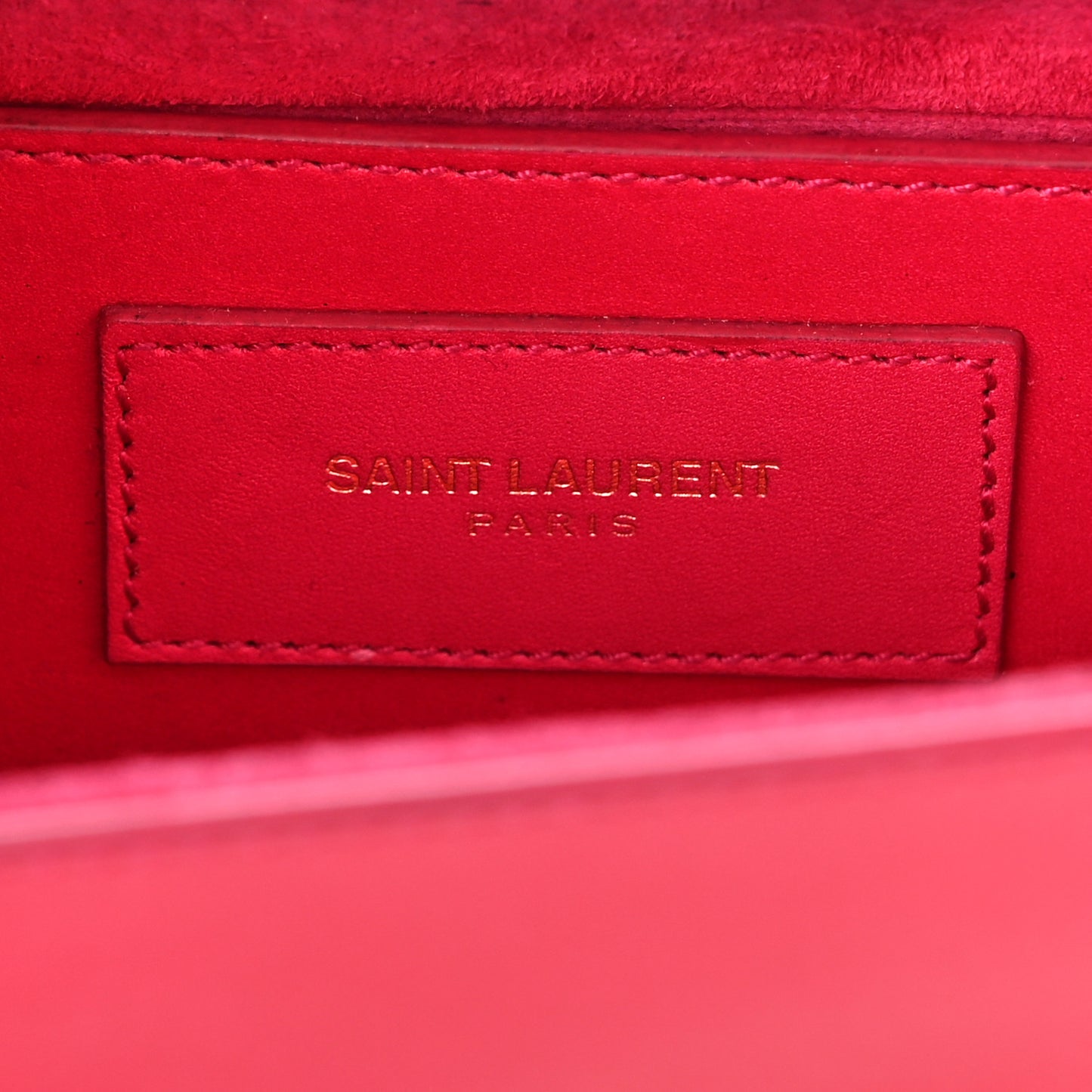 Calfskin Small Classic Monogram Kate Tassel Satchel Lipstick Fuchsia