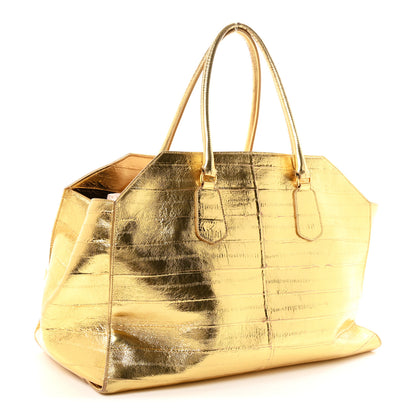 The Row Metallic Calfskin Geo Margaux Bag Gold 3 of 11