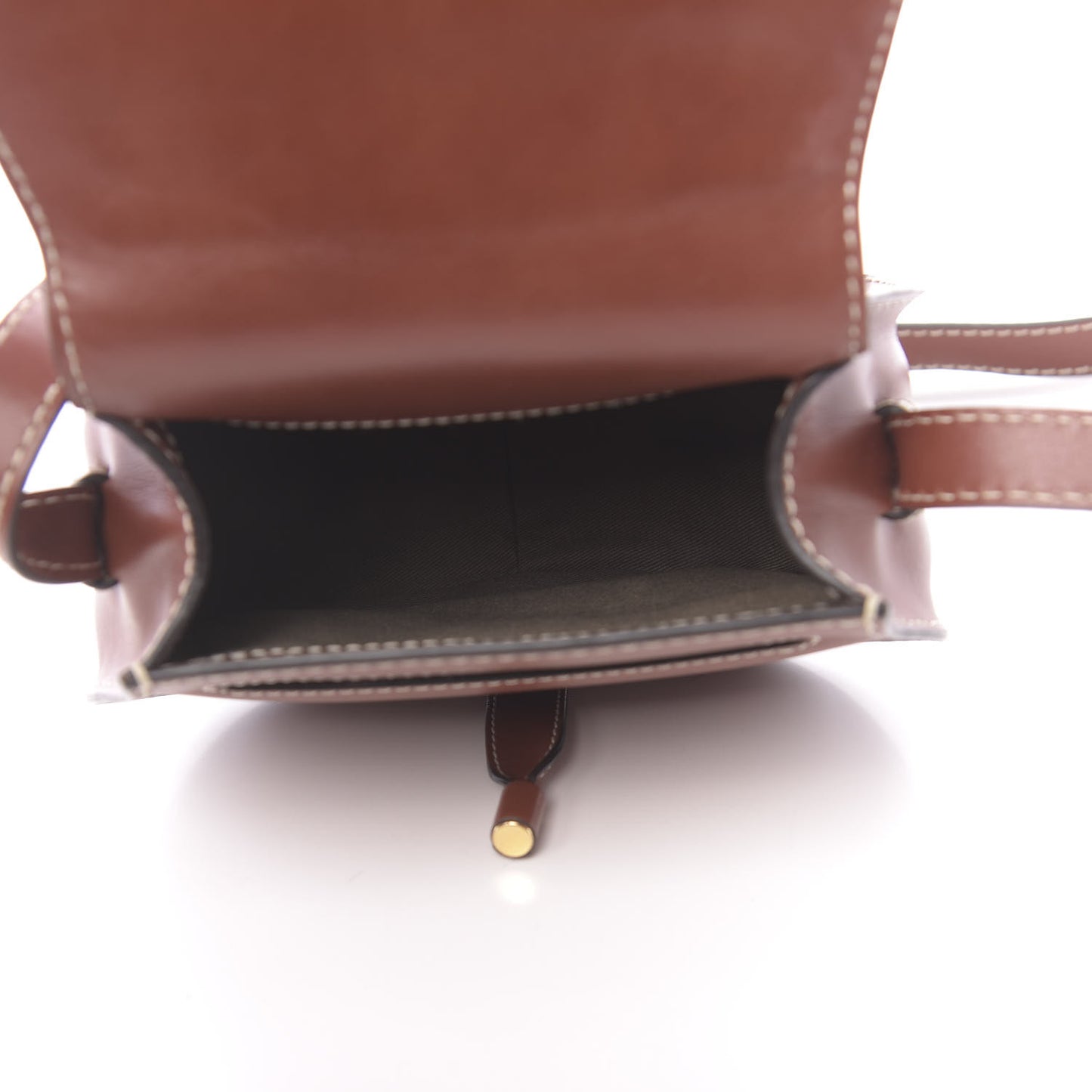Shiny Calfskin Mini Marcie Round Crossbody Bag Sepia