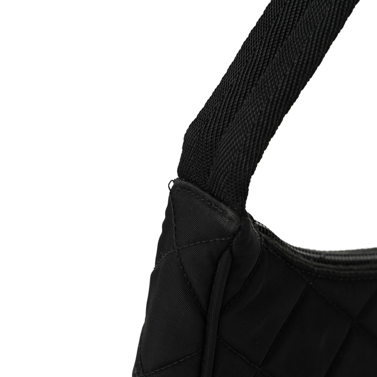 Prada Tessuto Nylon Stitched Shoulder Bag Black 12 of 13