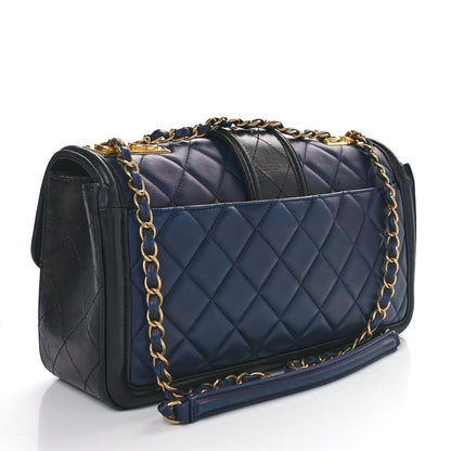 Chanel Calfskin Quilted Large Elegant CC Flap Navy Black 3 of 11
