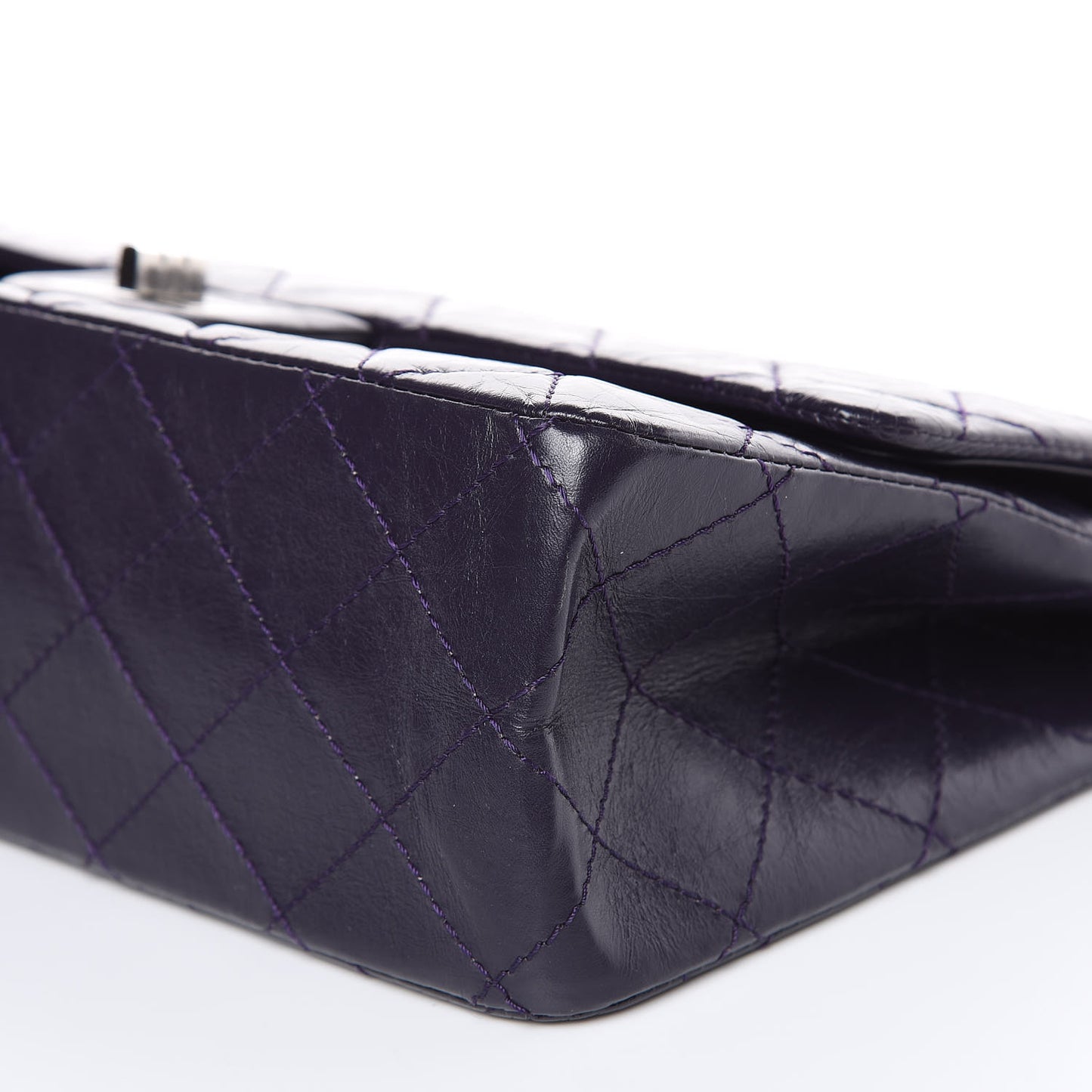 Aged Calfskin Quilted 2.55 Reissue 227 Flap Dark Purple