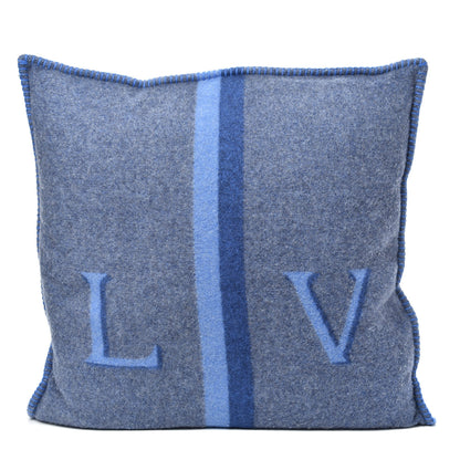 Louis Vuitton Wool Cashmere Cushion Pillow Blue Gray 1 of 3