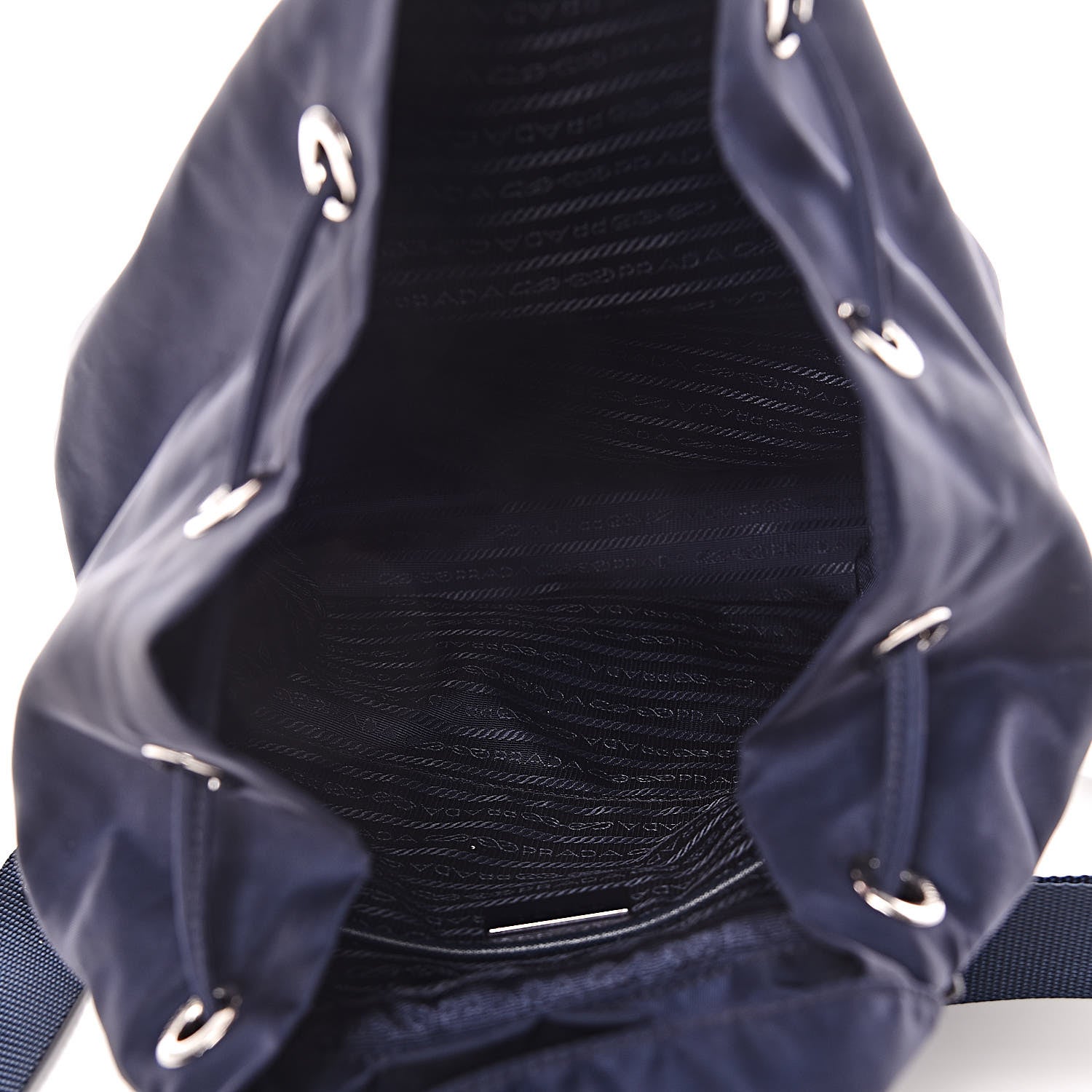 Prada Nylon Vela Saffiano Medium Cinch Backpack Baltico 5 of 13