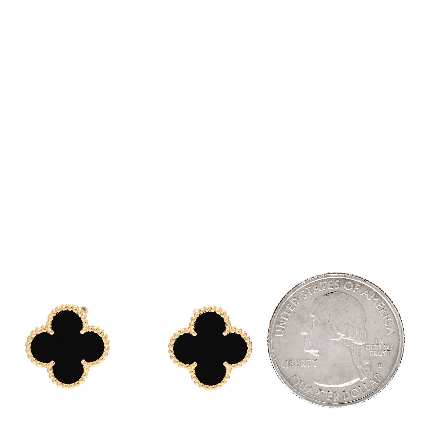 Van Cleef & Arpels 18K Yellow Gold Black Onyx Vintage Alhambra Earrings 2 of 5