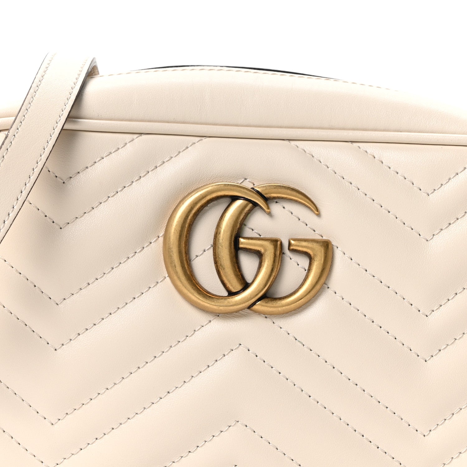 Gucci Calfskin Matelasse Small GG Marmont Chain Shoulder Bag White 8 of 10