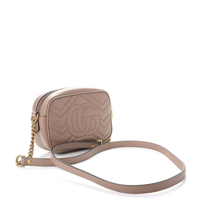 Gucci Calfskin Matelasse Mini GG Marmont Chain Shoulder Bag Nude 3 of 13