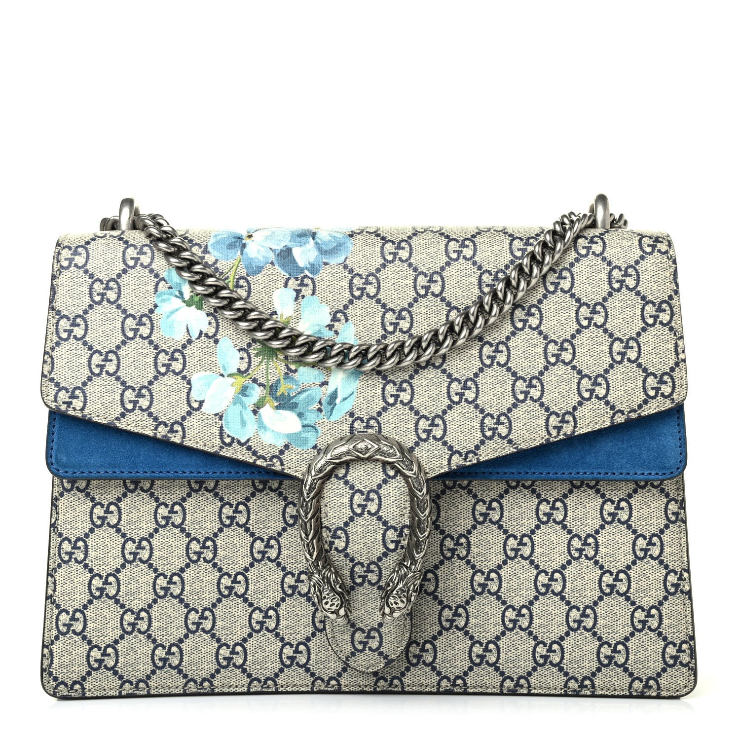 Gucci GG Supreme Monogram Blooms Medium Dionysus Shoulder Bag Beige Navy Vintage Blue 1 of 4
