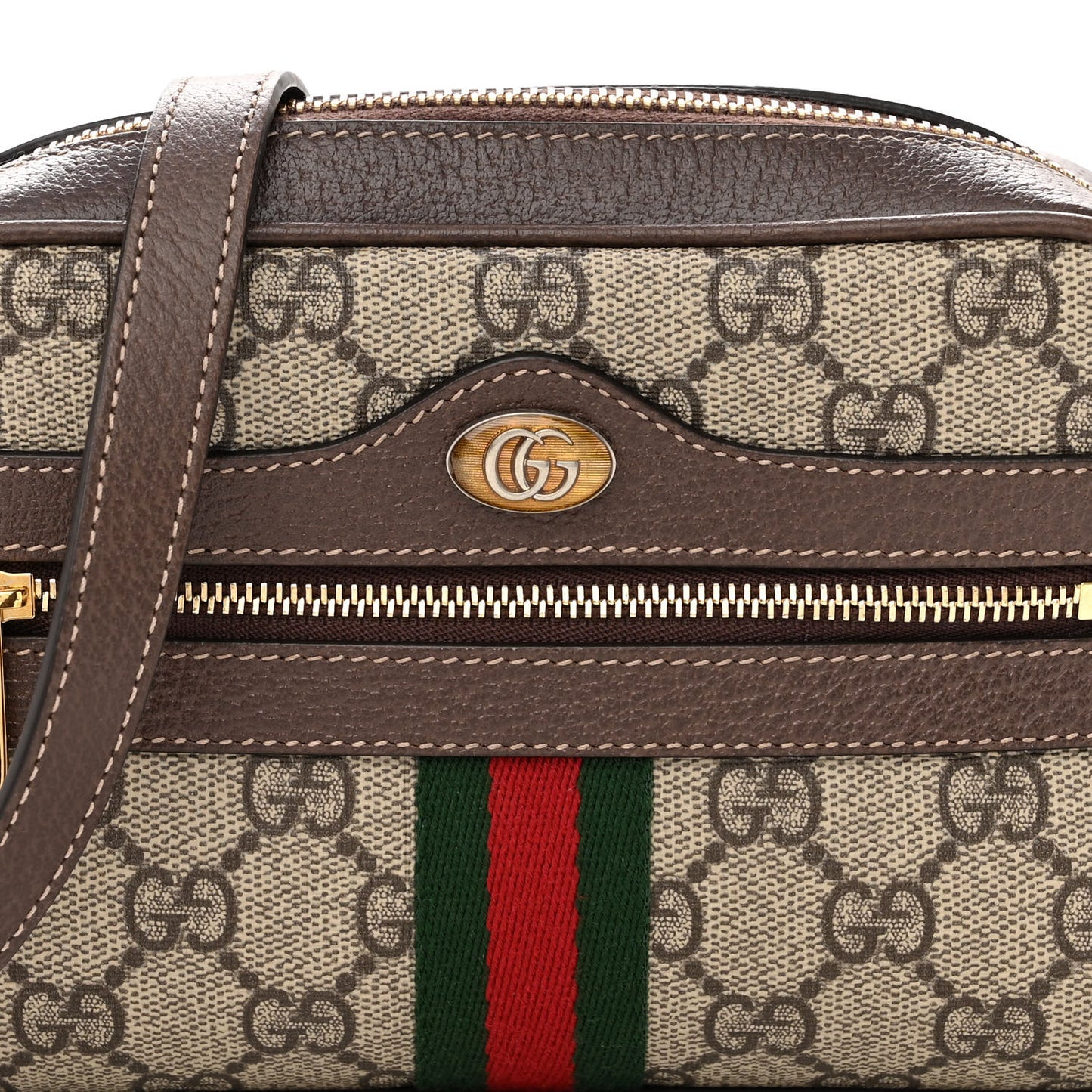 GG Supreme Monogram Web Mini Ophidia Shoulder Bag Brown