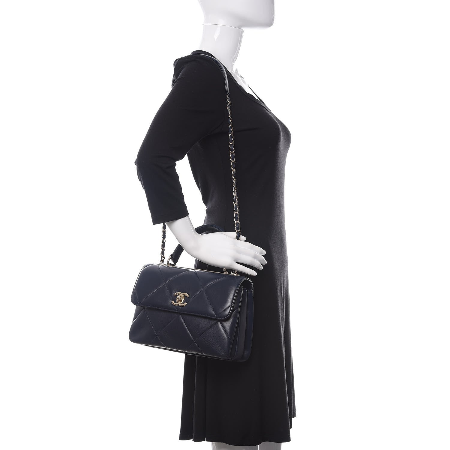 Chanel Lambskin Quilted Small Trendy CC Flap Dual Handle Bag Navy 2 of 11