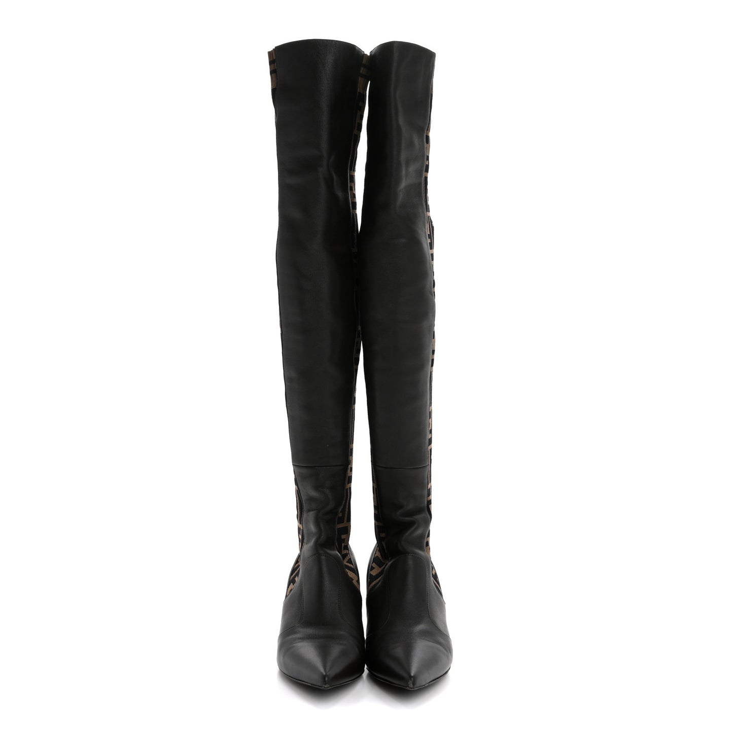 Nappa Microfiber Fabric FF Rockoko Thigh High Boots 37.5 Ebano Tobacco Black