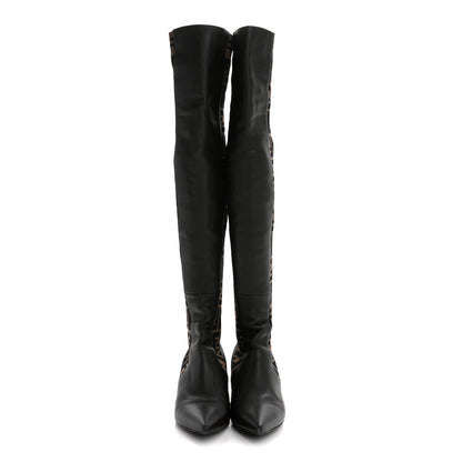 Fendi Nappa Microfiber Fabric FF Rockoko Thigh High Boots 37.5 Ebano Tobacco Black 2 of 10