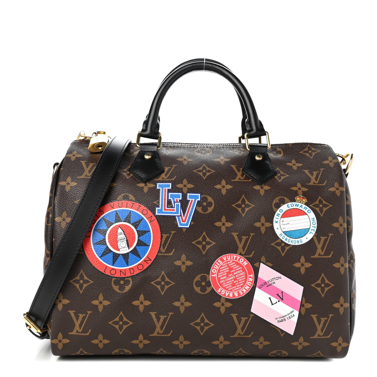 Louis Vuitton Monogram My World Tour Speedy Bandouliere 30 Black 1 of 4