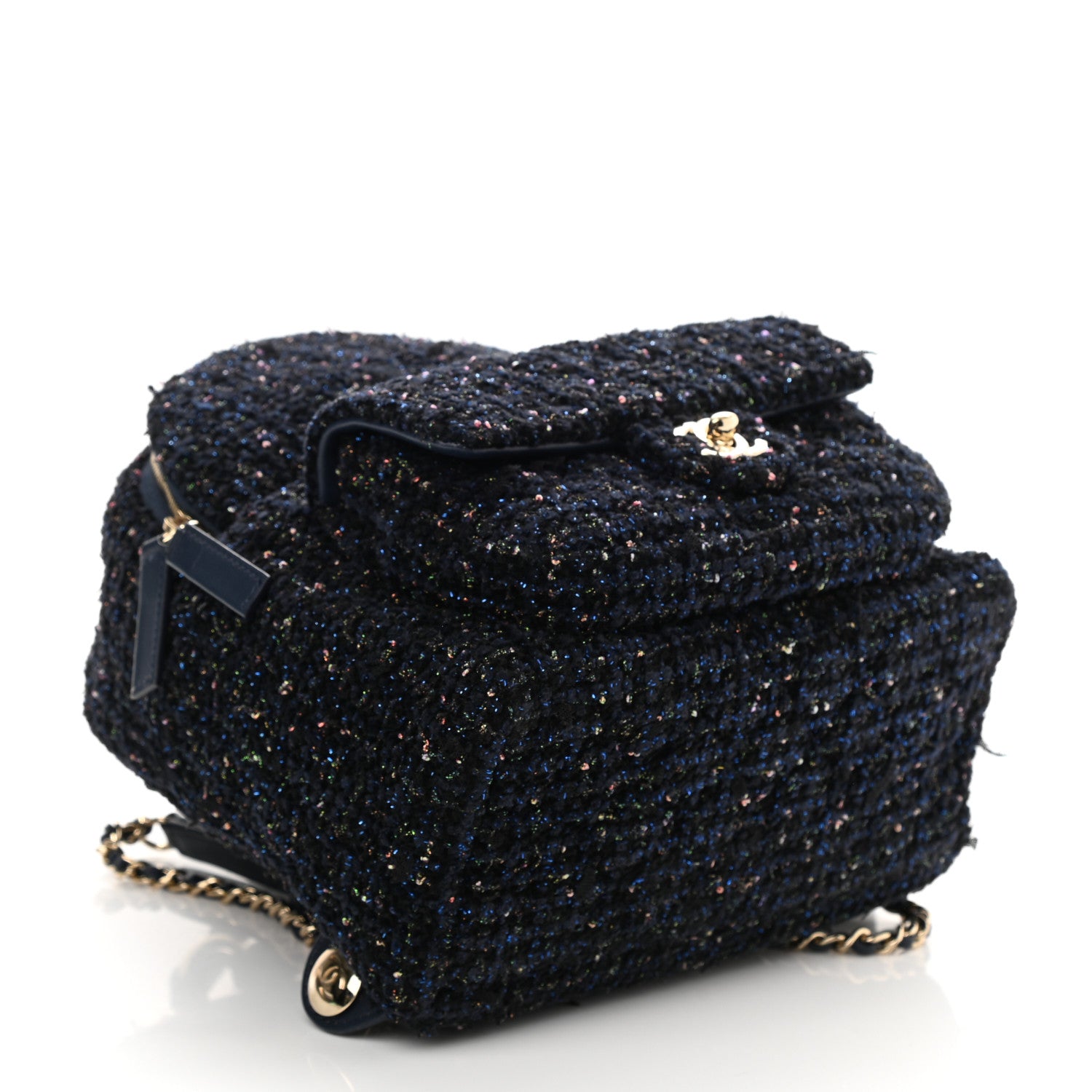 Chanel Tweed Front Pocket Backpack Navy 4 of 10