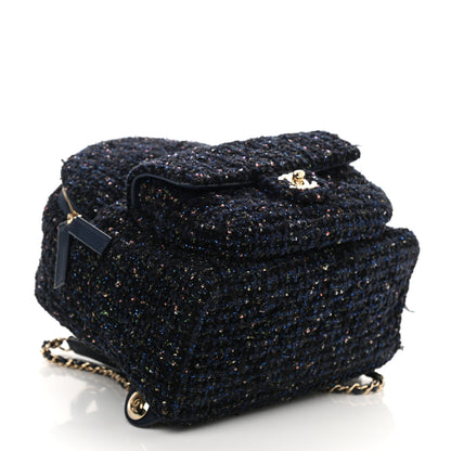 Chanel Tweed Front Pocket Backpack Navy 4 of 10