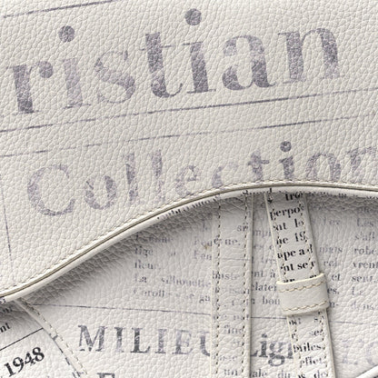 Christian Dior X DANIEL ARSHAM Grained Calfskin Newspaper Print Saddle Bag White 8 of 11