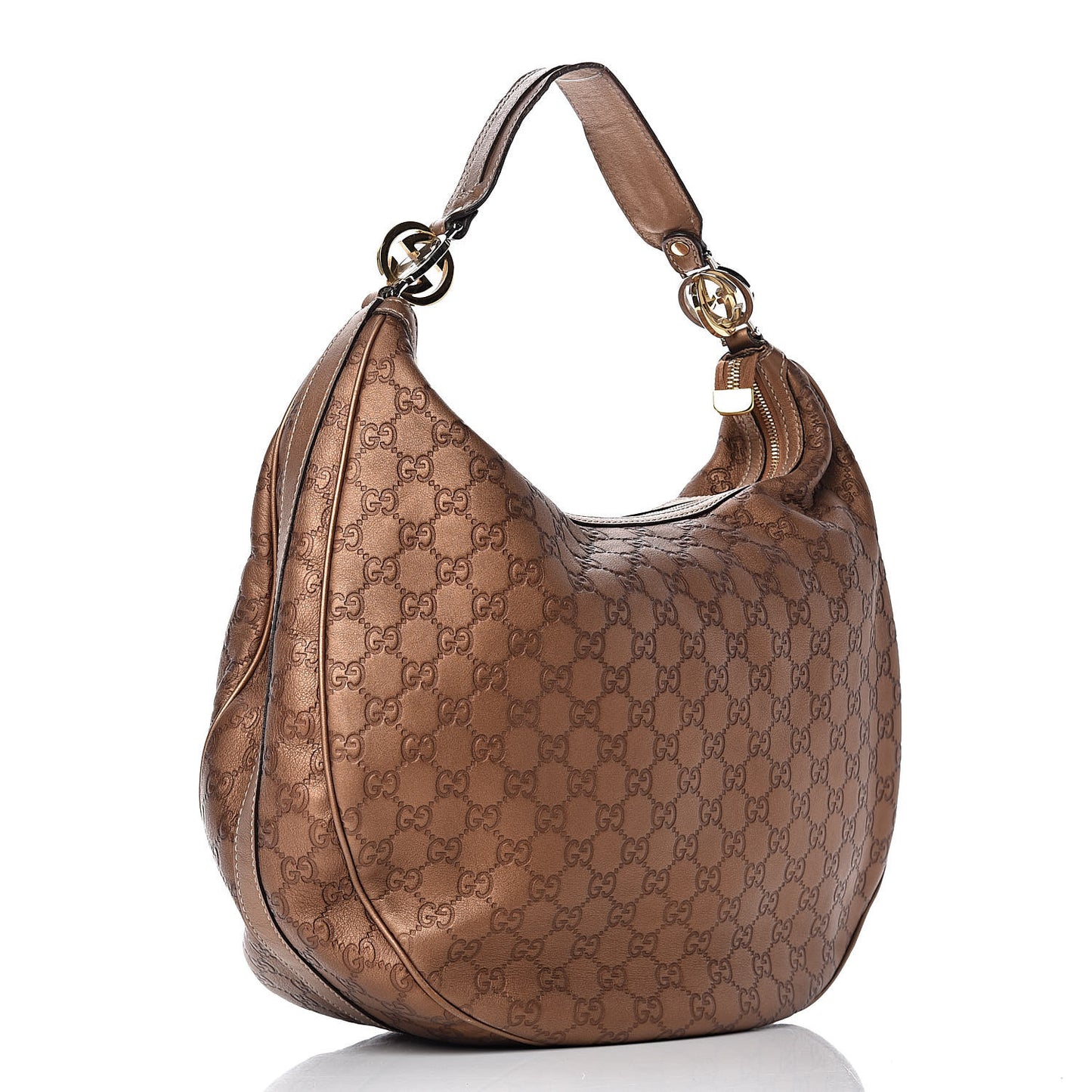 Metallic Guccissima Large GG Twins Hobo Bronze