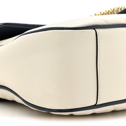 Gucci Vintage Effect Calfskin Matelasse Diagonal Medium Torchon GG Marmont Shoulder Bag Mystic White Blue Agata 9 of 12