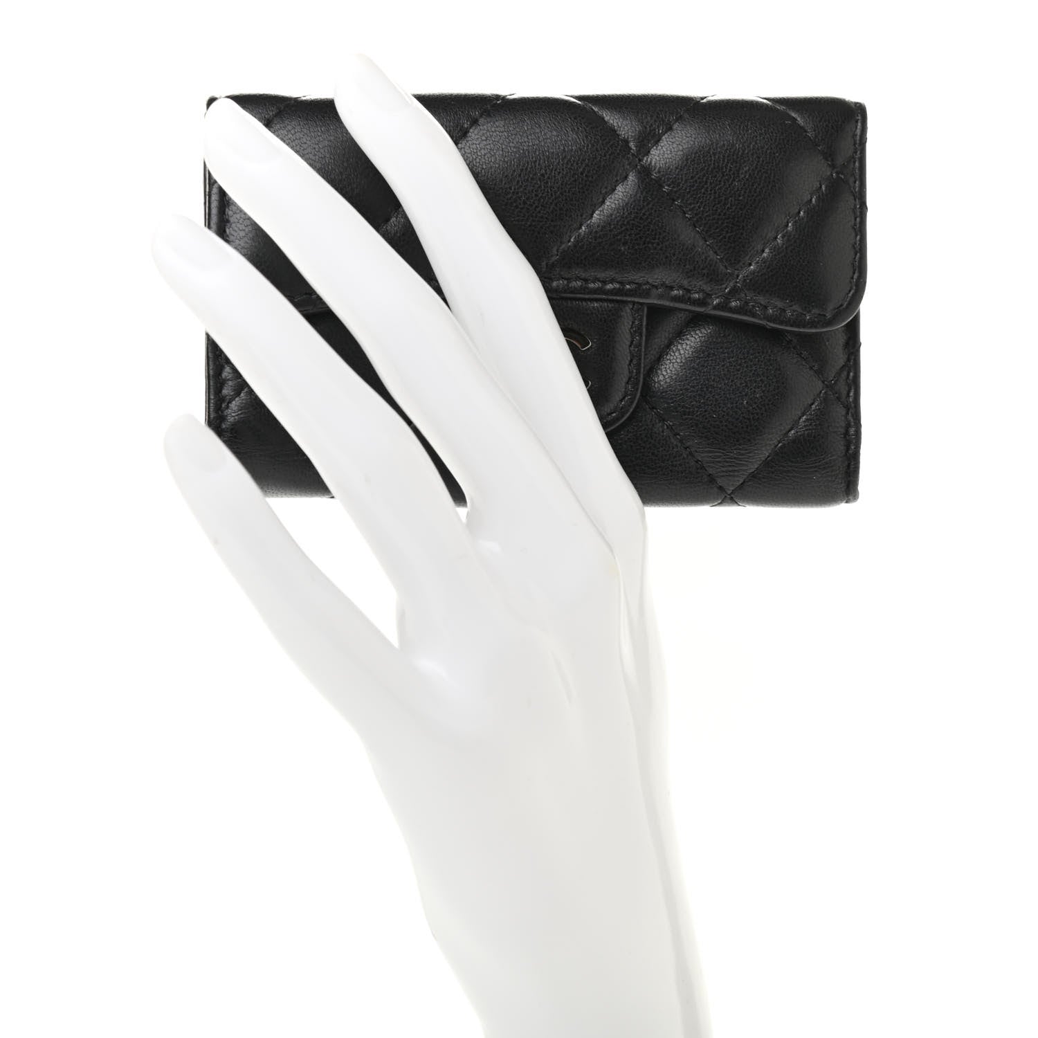 Chanel Lambskin Quilted 6 Key Holder Black 2 of 9